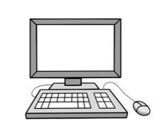 Ein Computer mit Tastatur und Computermaus.